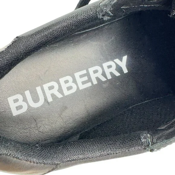 BURBERRY Black Rubber Ramsey Check Men Sneakers Made in Italy Marked as 45 -12US